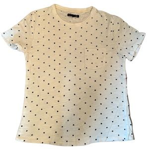 Rag & Bone White Printed Tee with Black Stars & Front Pocket